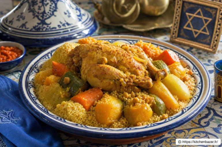 Couscous au poulet et légumes : recette traditionnelle juive algérienne à découvrir